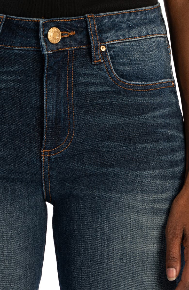 KUT from the Kloth Kelsey High Waist Raw Hem Crop Kick Flare Jeans, Alternate, color, Forged