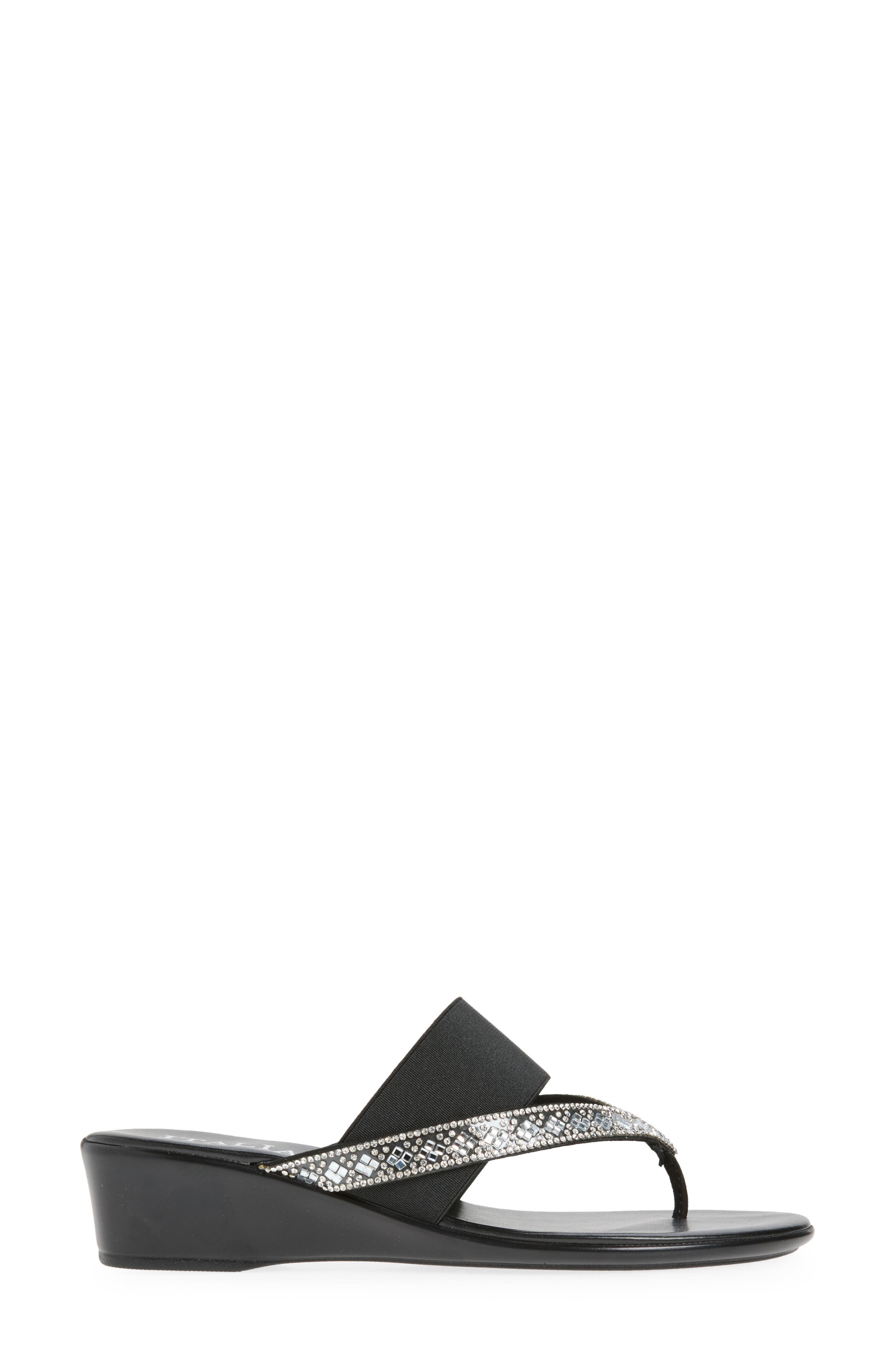 Calver Wedge Sandal, Alternate, color, BLACK