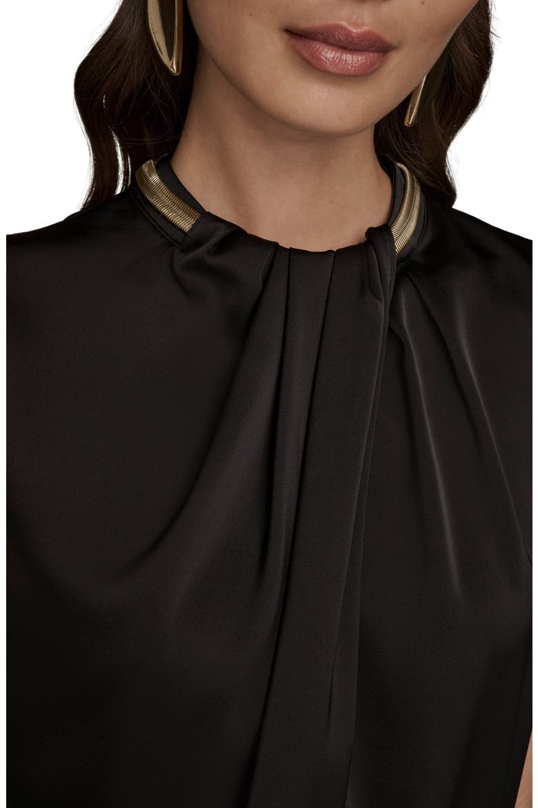 Twist Neck Hardware Sleeveless Top, Alternate, color, BLACK