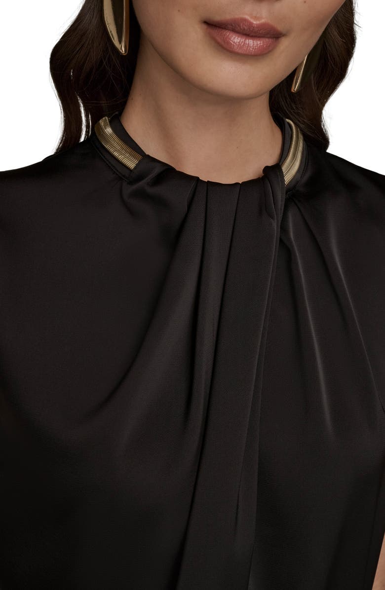 Donna Karan New York Twist Neck Hardware Sleeveless Top, Alternate, color, Black