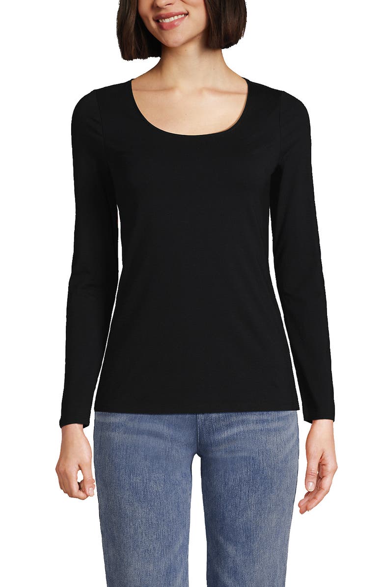 Lands' End Long Sleeve Lightweight Jersey Scoop Neck T-Shirt, Alternate, color, 