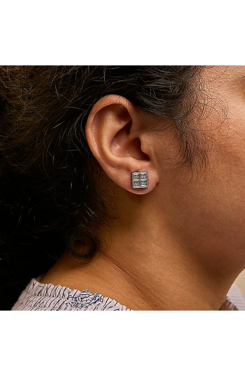 Haus of Brilliance 14K White Gold 1/2 Cttw Princess Diamond Composite Box Milgrain Stud Earrings, Alternate, color, White