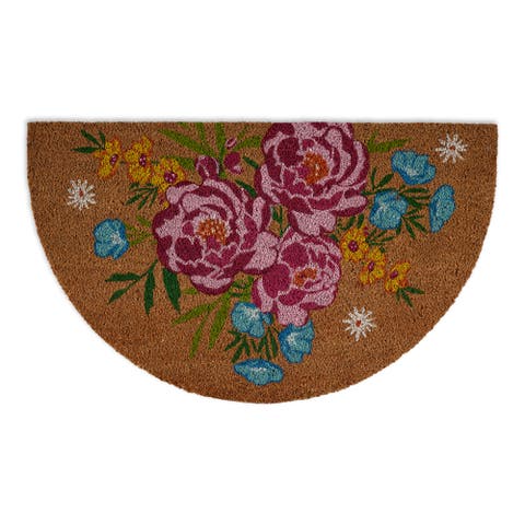 Bouquet Coir Doormat, Non-Slip PVC Backing