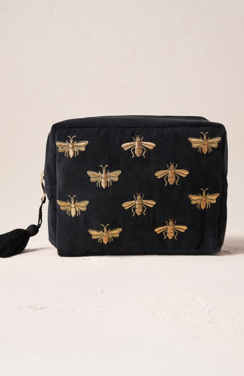 Honey Bee Velvet Wash Bag