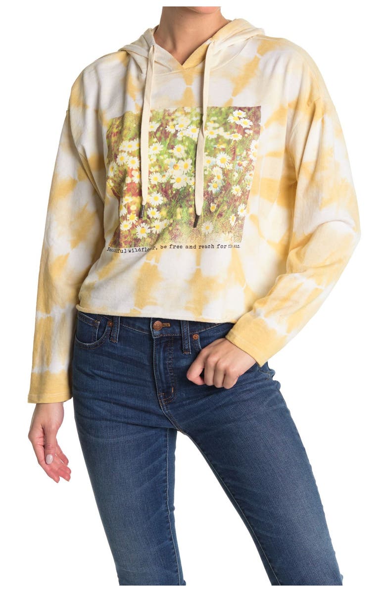 La La Land Creative Co Daisy Tie-Dye Crop Hoodie, Main, color, 