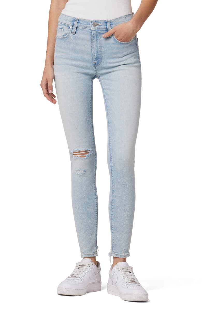 Hudson Jeans Barbara High Waist Distressed Super Skinny Jeans, Main, color,