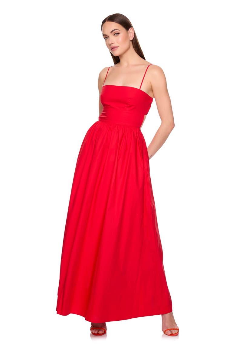 Open Back Cotton Poplin Maxi Dress, Alternate, color, PERFECT RED