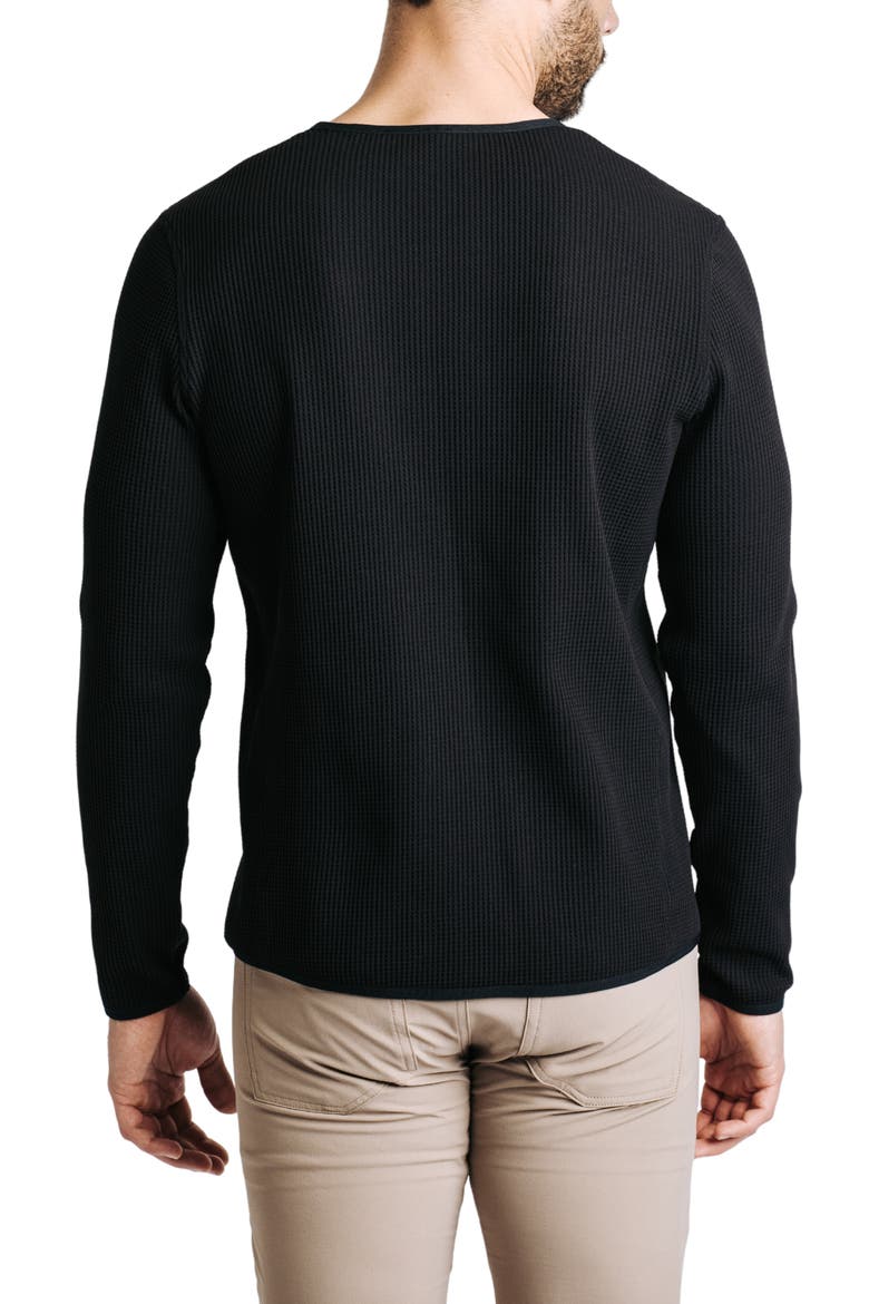 Venture Waffle Performance Crewneck Sweatshirt, Alternate, color, BLACK