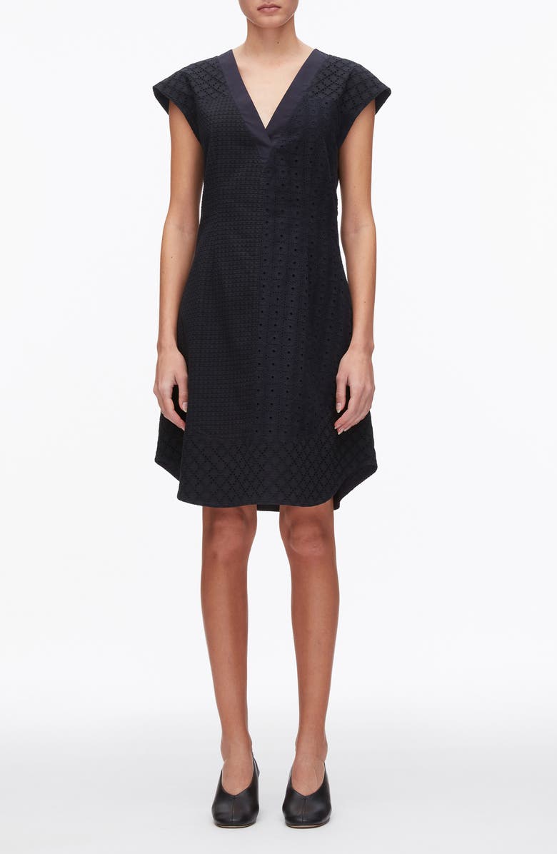 3.1 Phillip Lim Patchwork Broderie Anglaise Dress, Main, color, Midnight