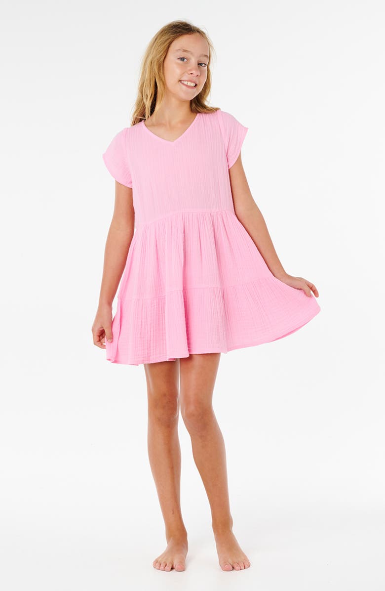 Rip Curl Kids' Premium Surf Cotton Gauze Babydoll Dress, Main, color, Bright Pink