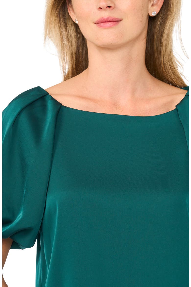 Gathered Bubble Sleeve Satin Blouse, Alternate, color, SOFT EMERALD