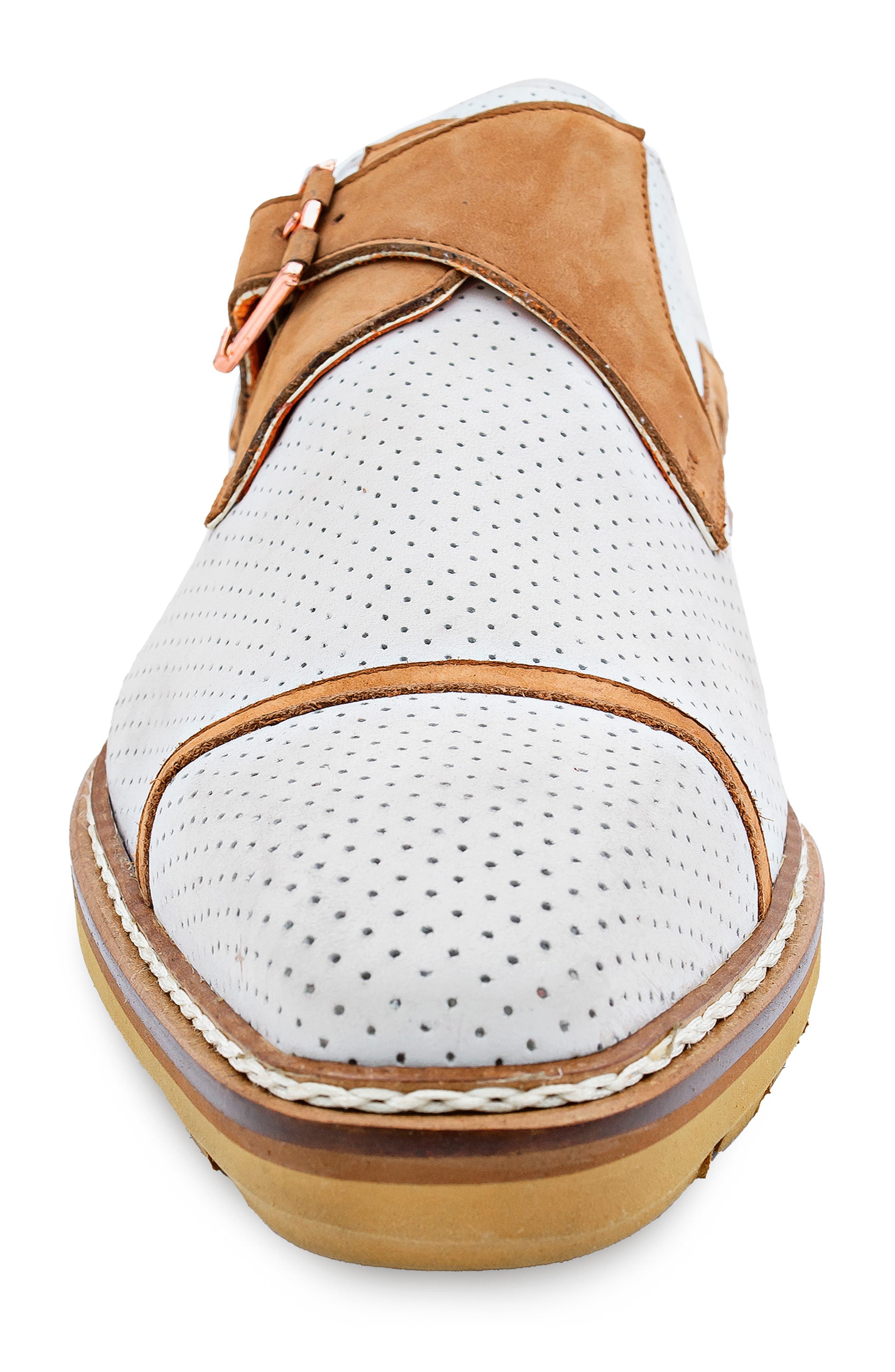 Alari Monk Strap Loafer, Alternate, color, BONE / COGNAC