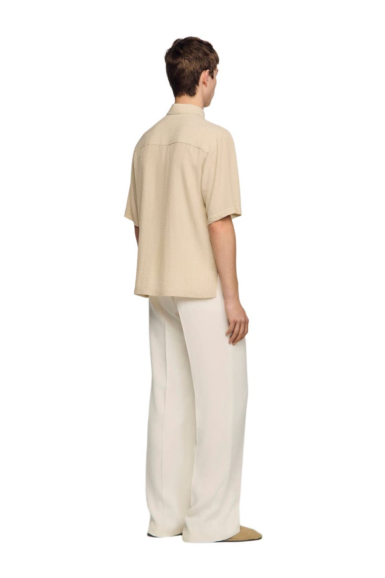 Pleated shirt with shark collar, Alternate, color, Sand