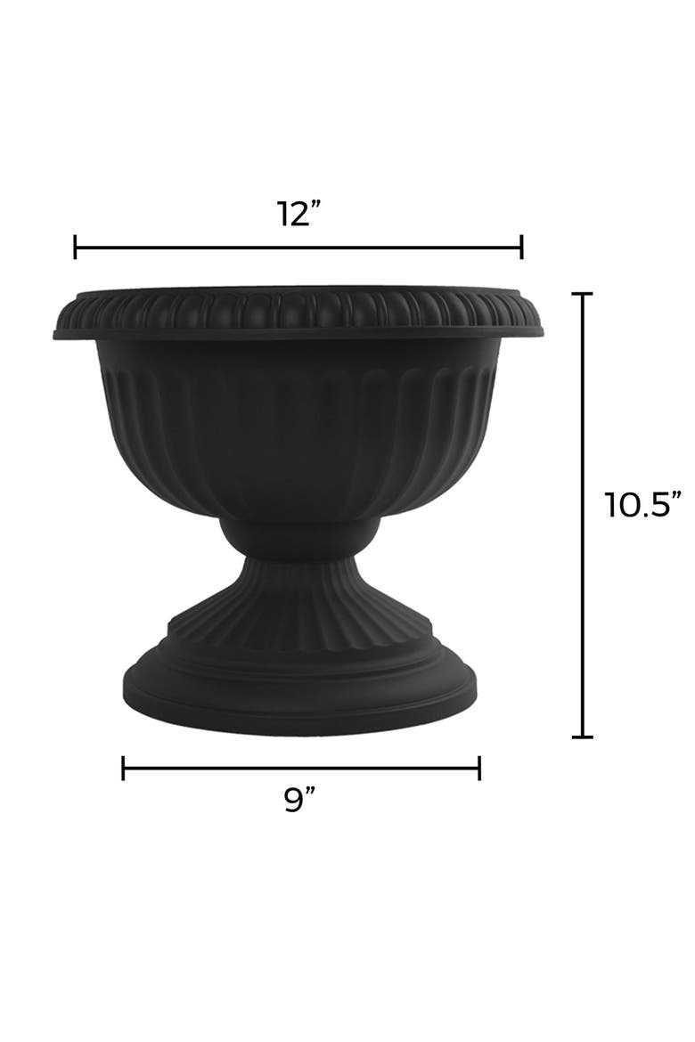 Grecian Urn Planter 12 Inch Casper White, Black, Alternate, color, Black