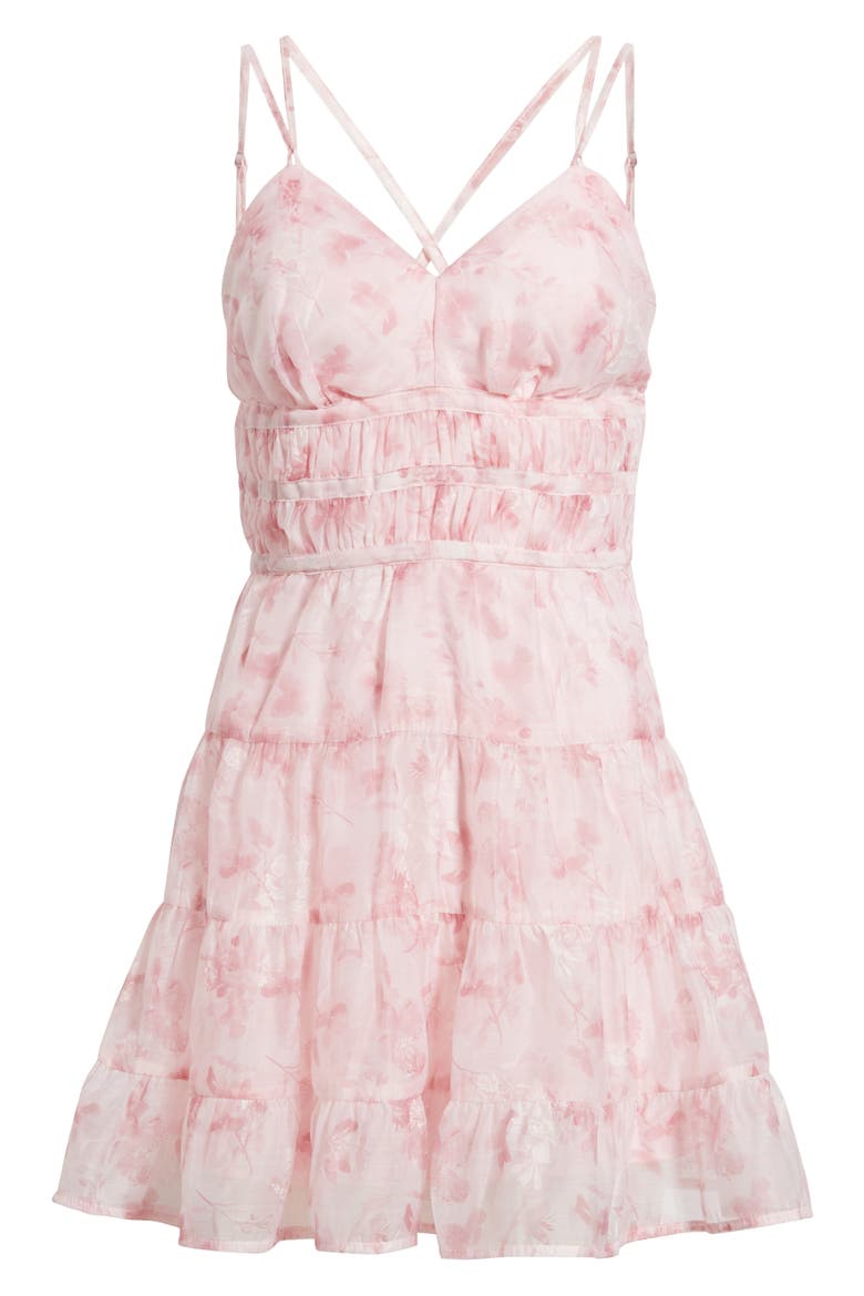 Floral Tiered Chiffon Minidress, Alternate, color, FALLING FLOWERS