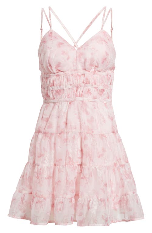 Layered With Love Floral Tiered Chiffon Minidress In Pink