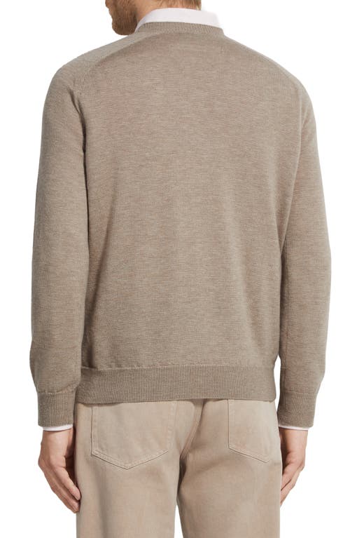 Zegna Oasi V-neck Ribbed Cashmere Sweater In Brown