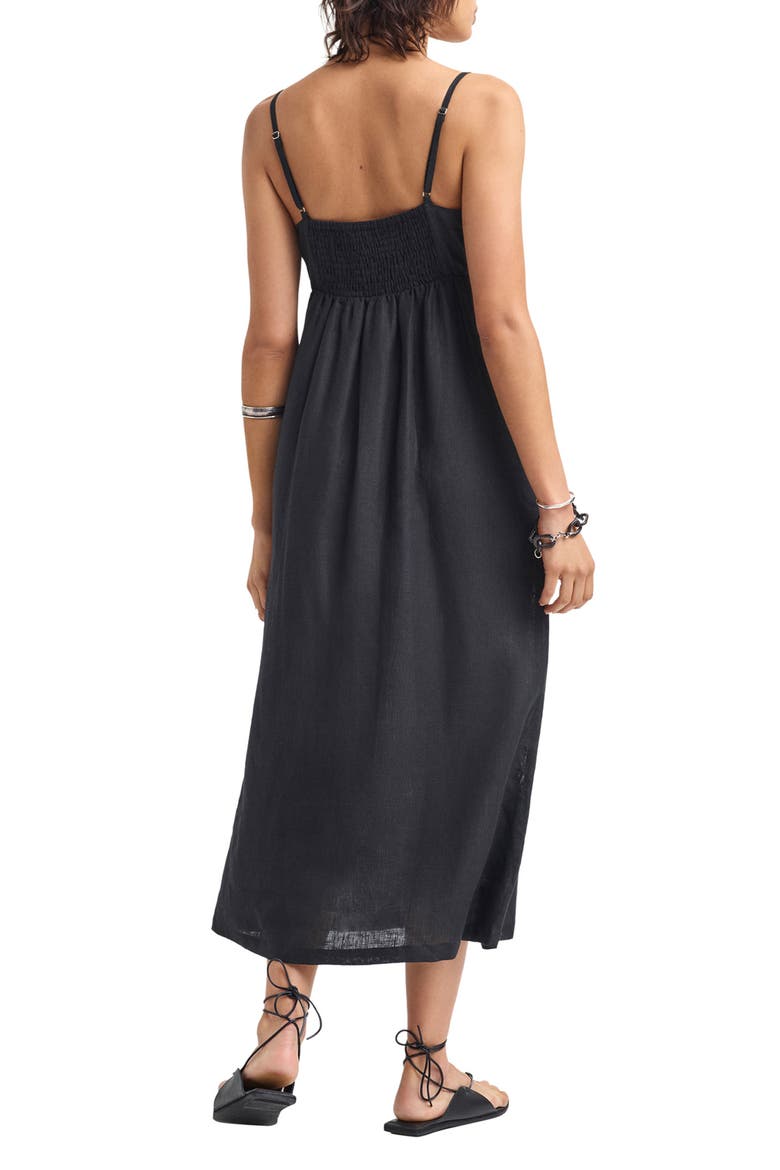 Zella Linen Cover-Up Maxi Dress, Alternate, color, BLACK