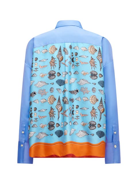Sirene Seashell Print Scarf-back Shirt