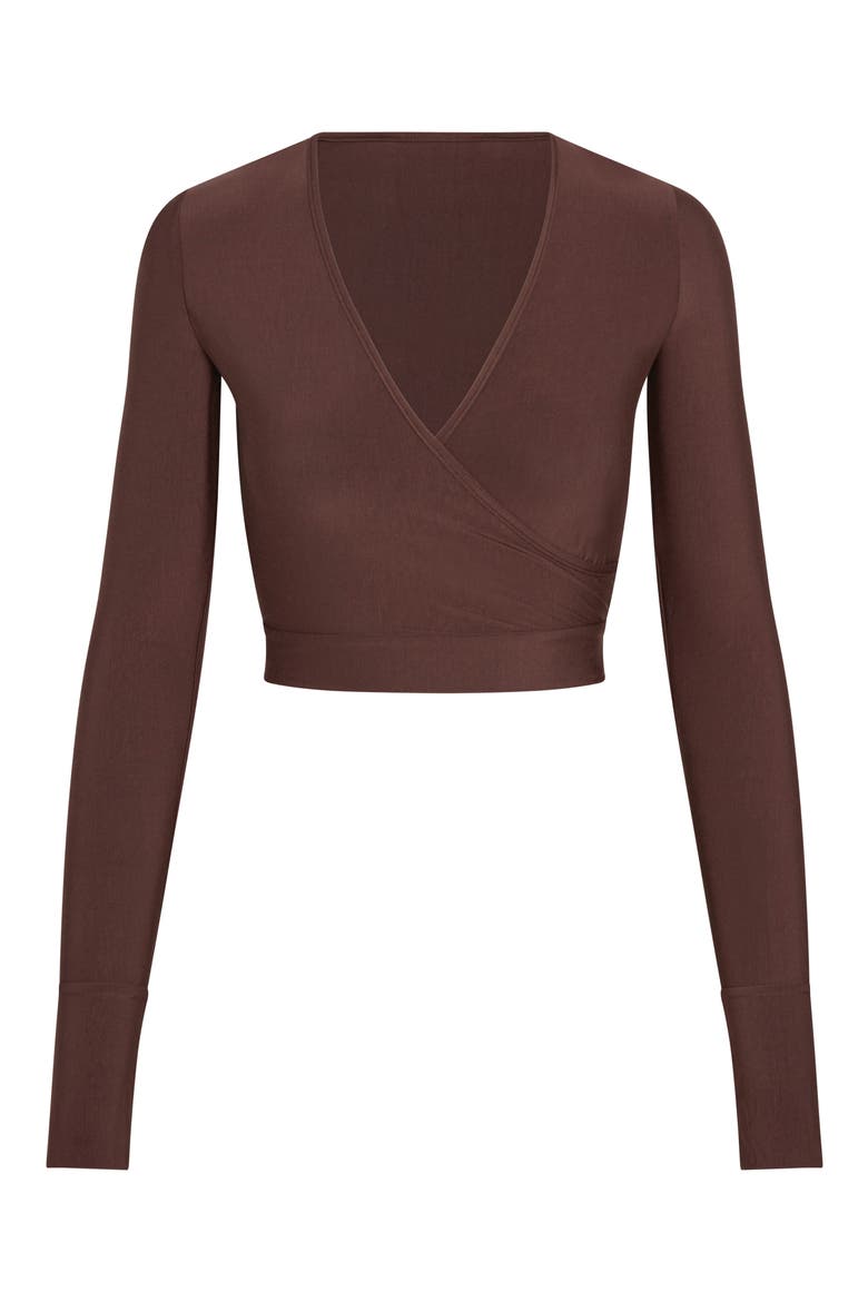 Butter Thumbhole Faux Wrap Top, Alternate, color, MINK