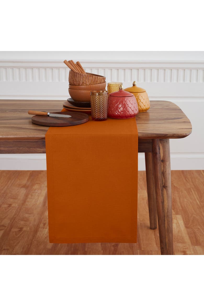 Dru Cotton Linen Solid Table Runner, Main, color, Cinnamon