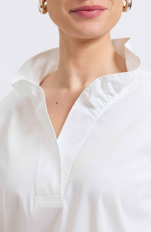 Foxcroft Tammy Ruffle Collar Cotton Blend Top In White