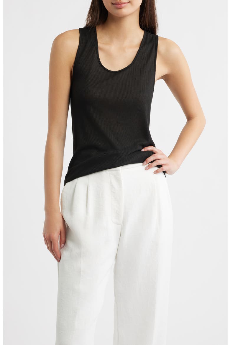 Benny Scoop Neck Tank, Main, color, BLACK