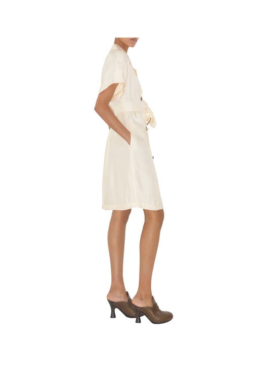Burberry Waist Belted Short Sleeves Epaulettes Lapels In Pelican