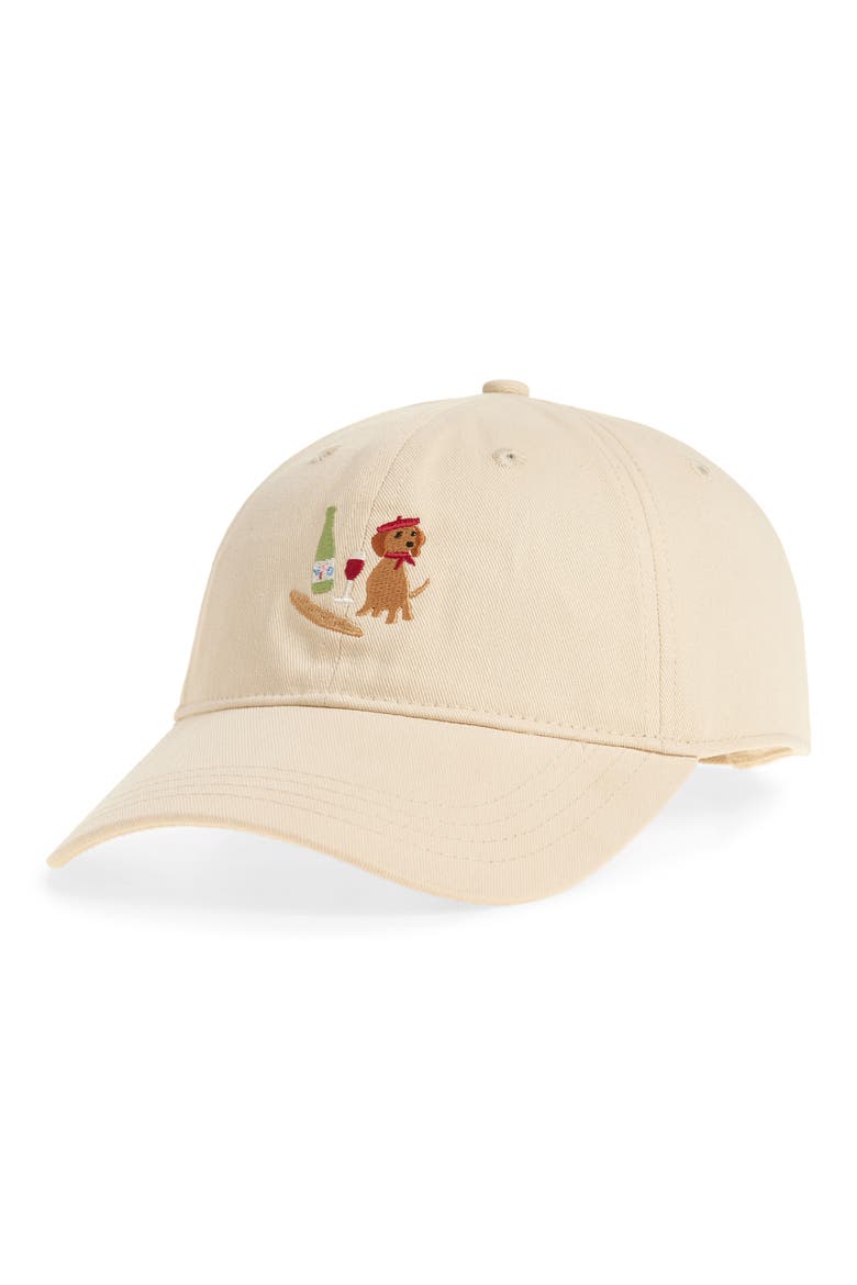 Dog Dinner Cotton Canvas Baseball Cap, Main, color, TAN