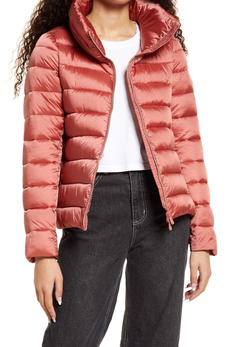 Elsie Waterproof Puffer Coat, Main, color, CLAY PINK