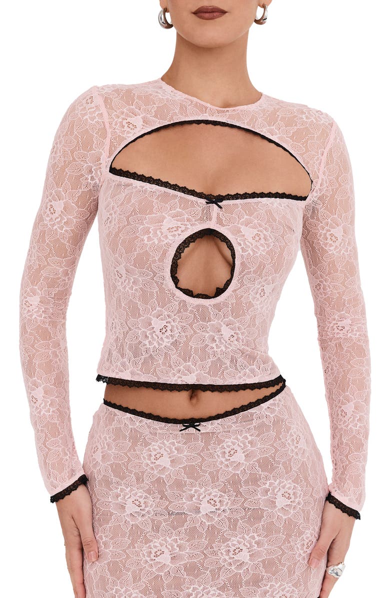 Mistress Rocks Peony Cutout Lace Crop Top, Main, color,