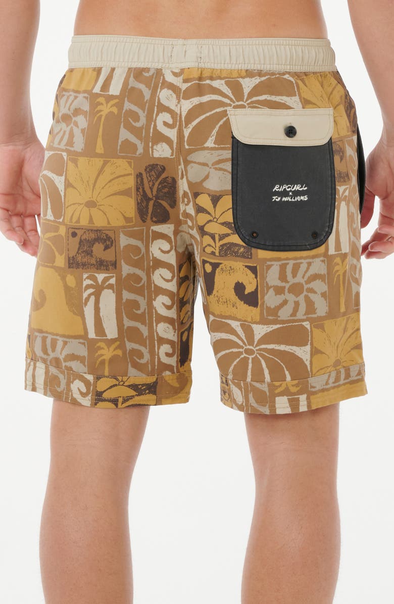 Rip Curl Aots Williams Tie Waist Swim Trunks, Alternate, color, Washed Black