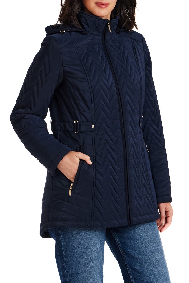 Hooded Quilted Jacket, Alternate, color, NAVY