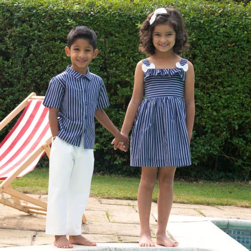 Rachel Riley Striped Sundress In Navy
