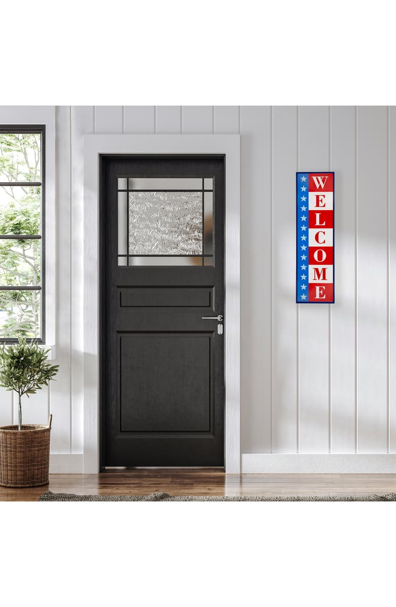 Northlight Americana "Welcome" Metal Porch Board Sign Decoration - 40", Alternate, color, Red