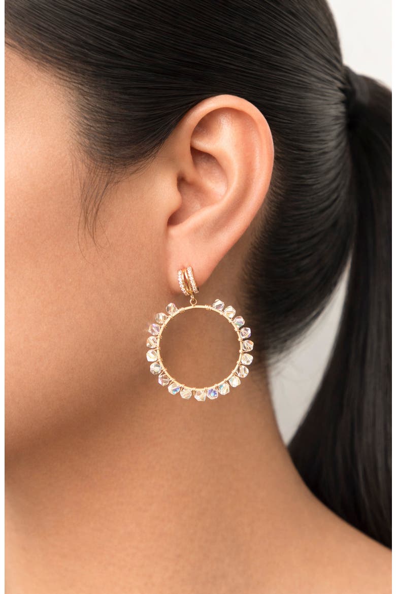 Starlit Crystal Hoop Earrings, Alternate, color, GOLD