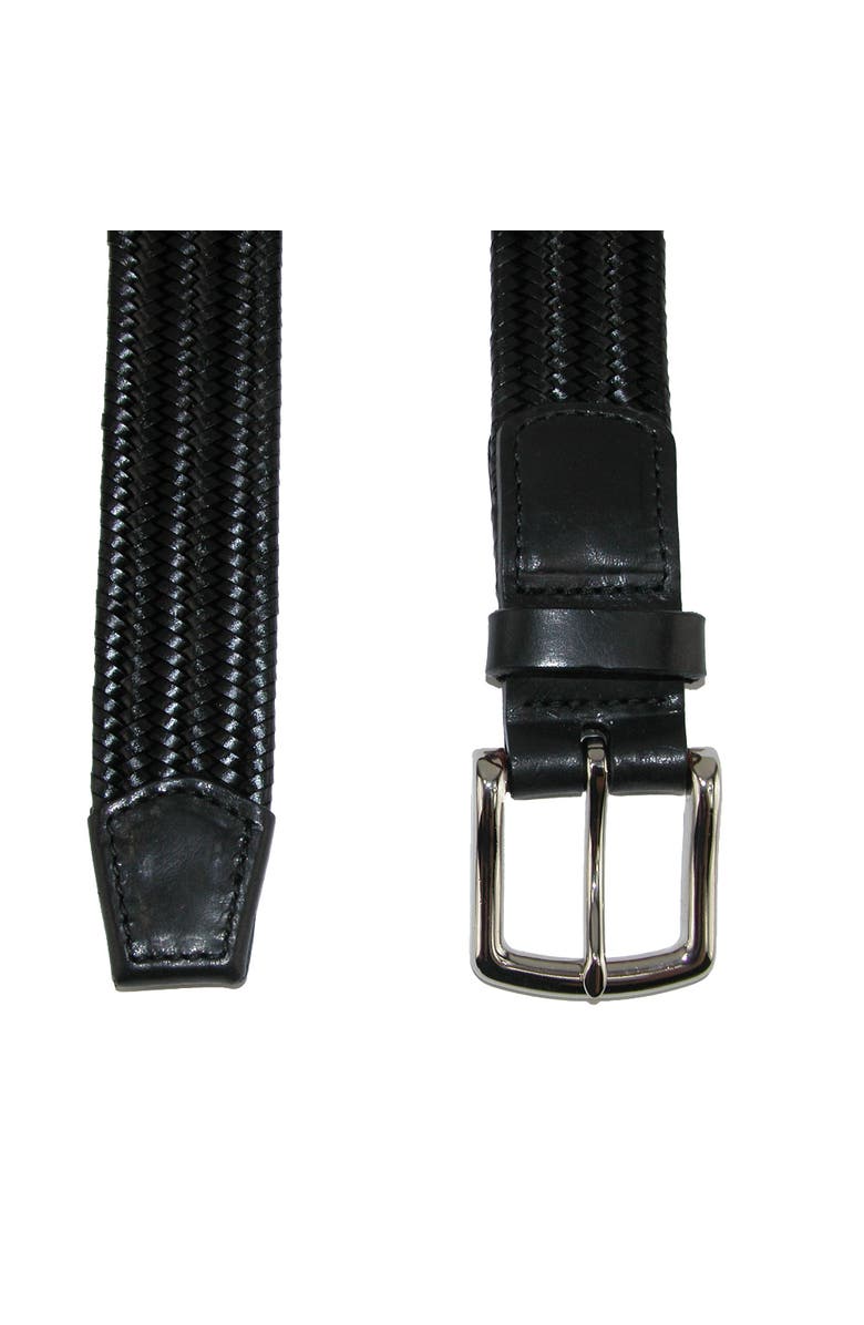 CrookhornDavis Men's Daytona Braided Leather Stretch Belt, Alternate, color, Black