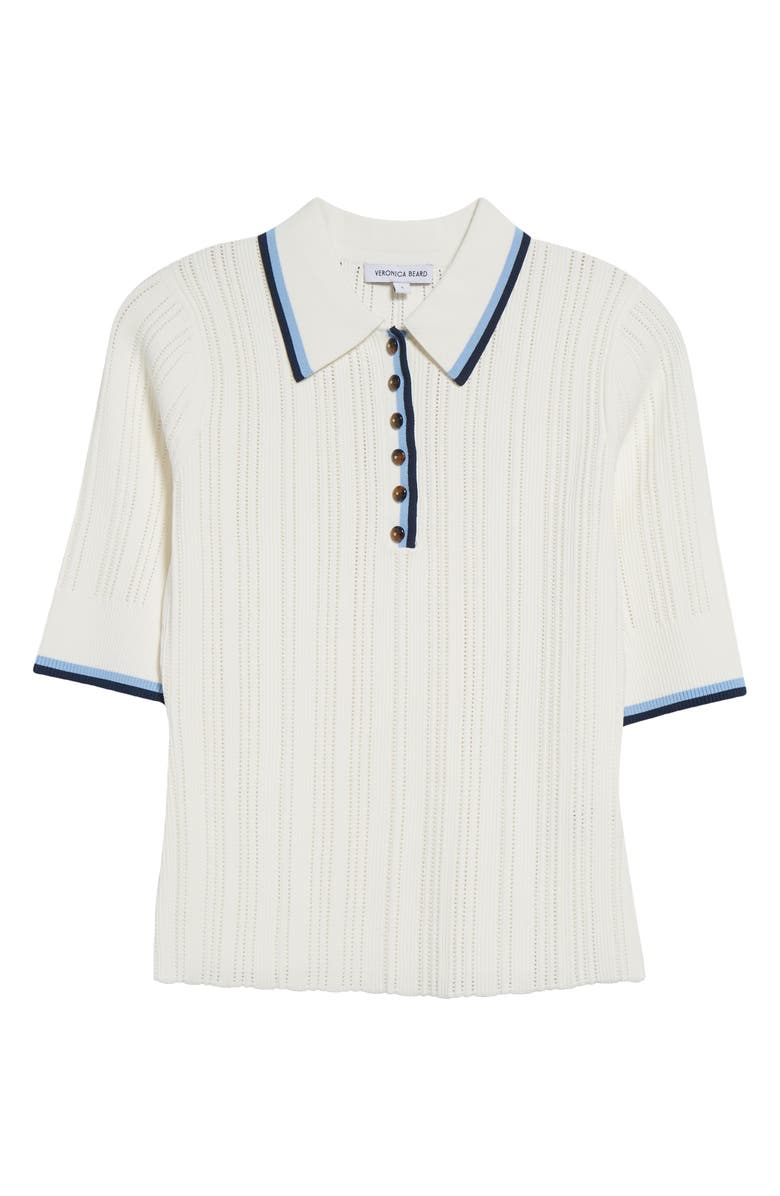 Veronica Beard Soza Tipped Pointelle Sweater, Alternate, color, Off-White