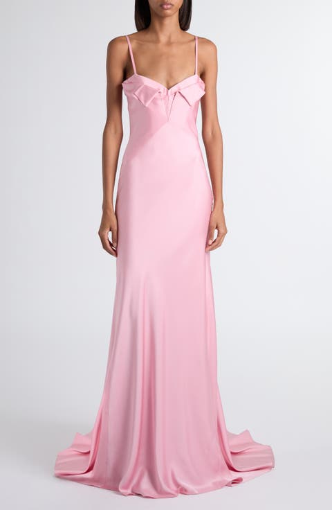 Double Silk Satin Evening Gown