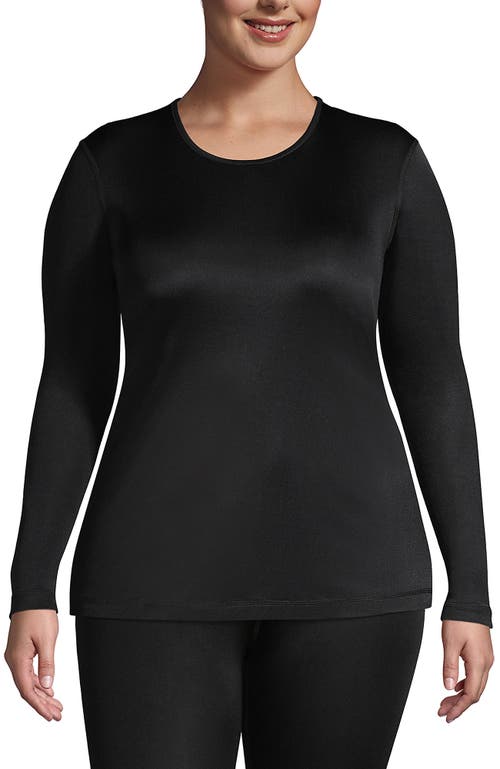 Lands' End Silk Interlock Long Sleeve Crewneck Long Underwear Top In Black