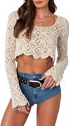 EDIKTED Tessie Long Sleeve Crochet Top