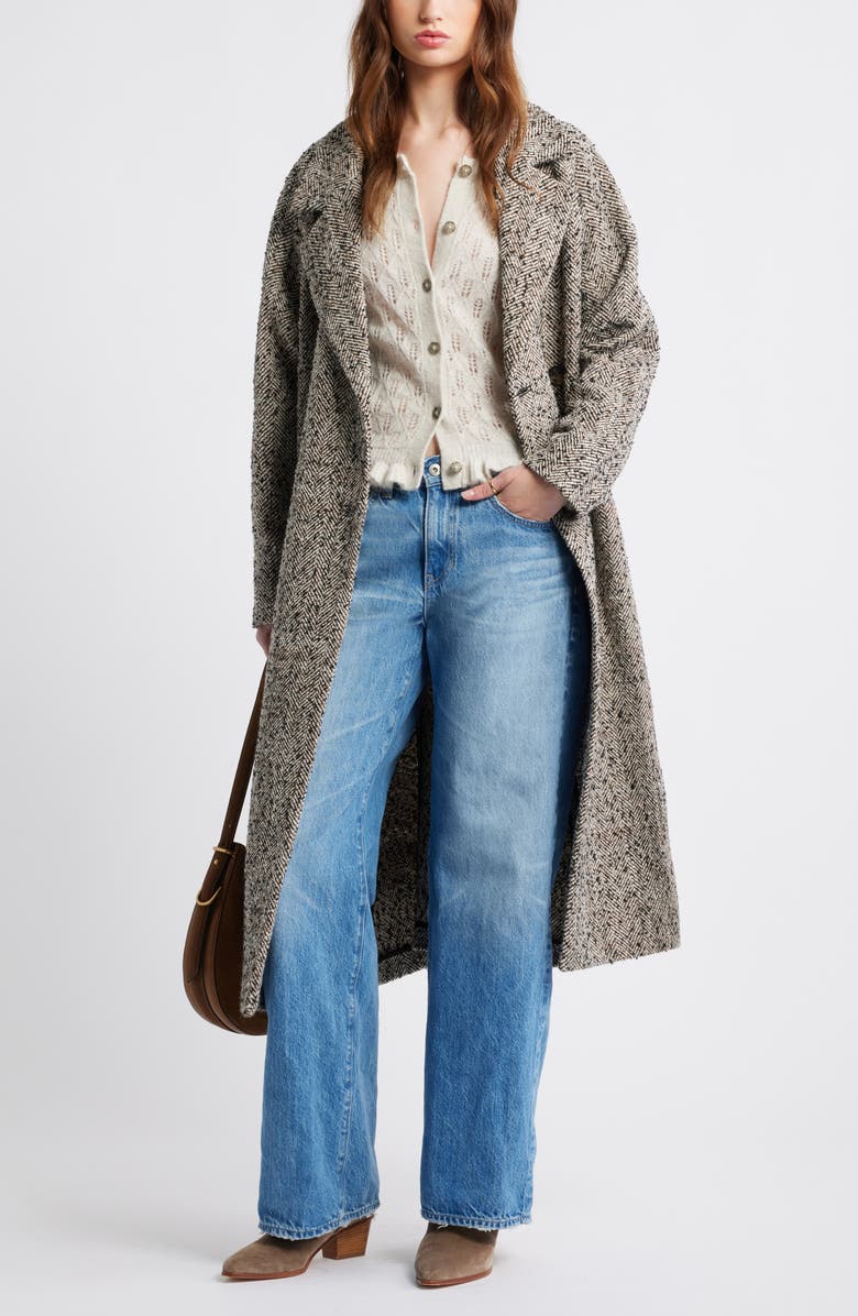 Treasure & Bond Pointelle Ruffle Edge Cardigan, Alternate, color, Beige Oatmeal Light Heather