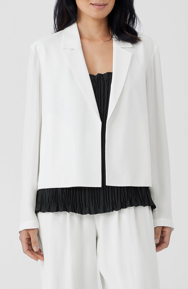 Eileen Fisher Open Front Silk Blazer, Main, color, Ivory