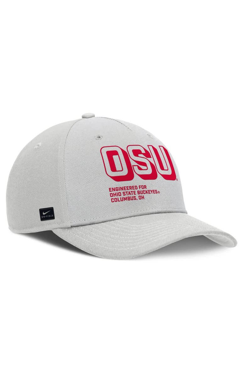 Nike Men's Nike Gray Ohio State Buckeyes 2025 Sideline Dust Pinched Rise Adjustable Hat, Alternate, color,