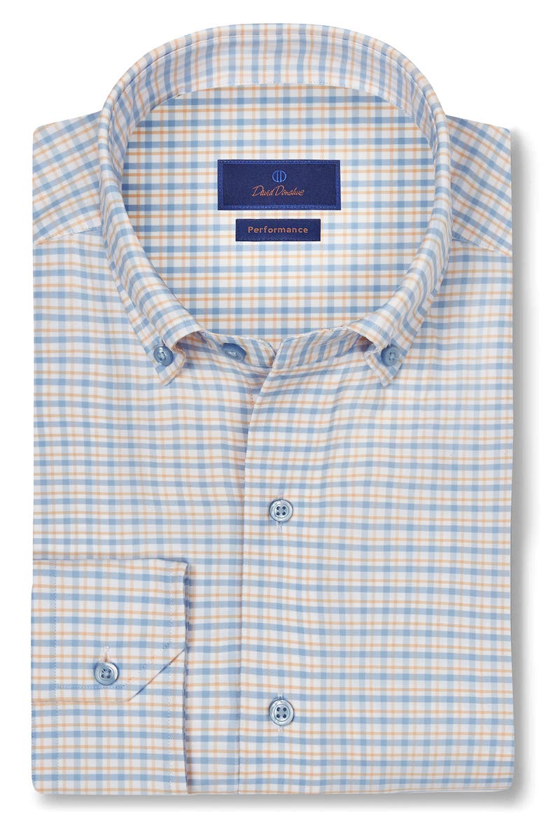 Grid Print Performance Sport Shirt, Main, color, WHITE/ BLUE