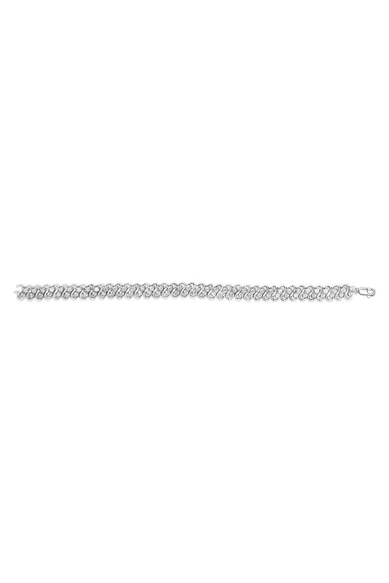 Silver 1/4 cttw Round-Cut Diamond Double Row Wrapped S-Link Bracelet, Alternate, color, White
