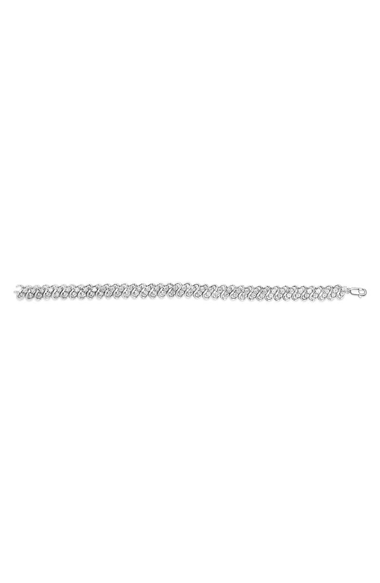 Haus of Brilliance Silver 1/4 cttw Round-Cut Diamond Double Row Wrapped S-Link Bracelet, Alternate, color, White