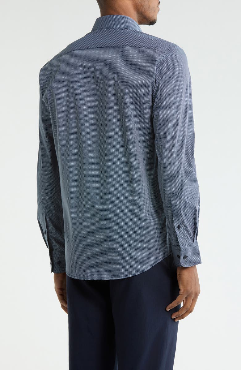 DKNY Dot Stripe Stretch Dress Shirt, Alternate, color, Navy White