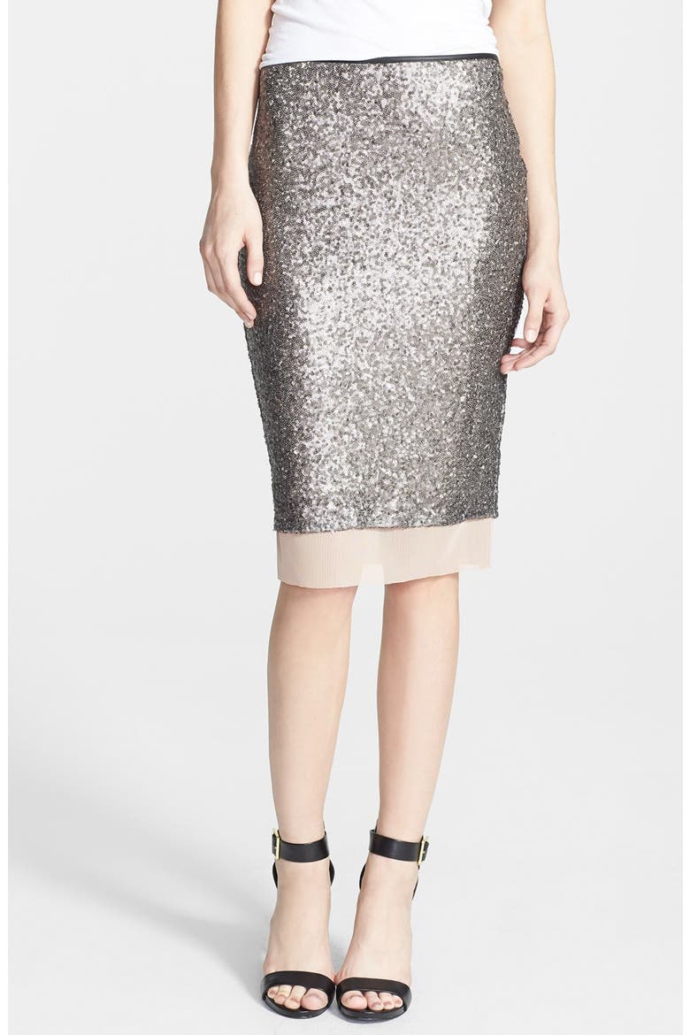 ASTR Sequin Pencil Skirt, Main, color, GUNMETAL