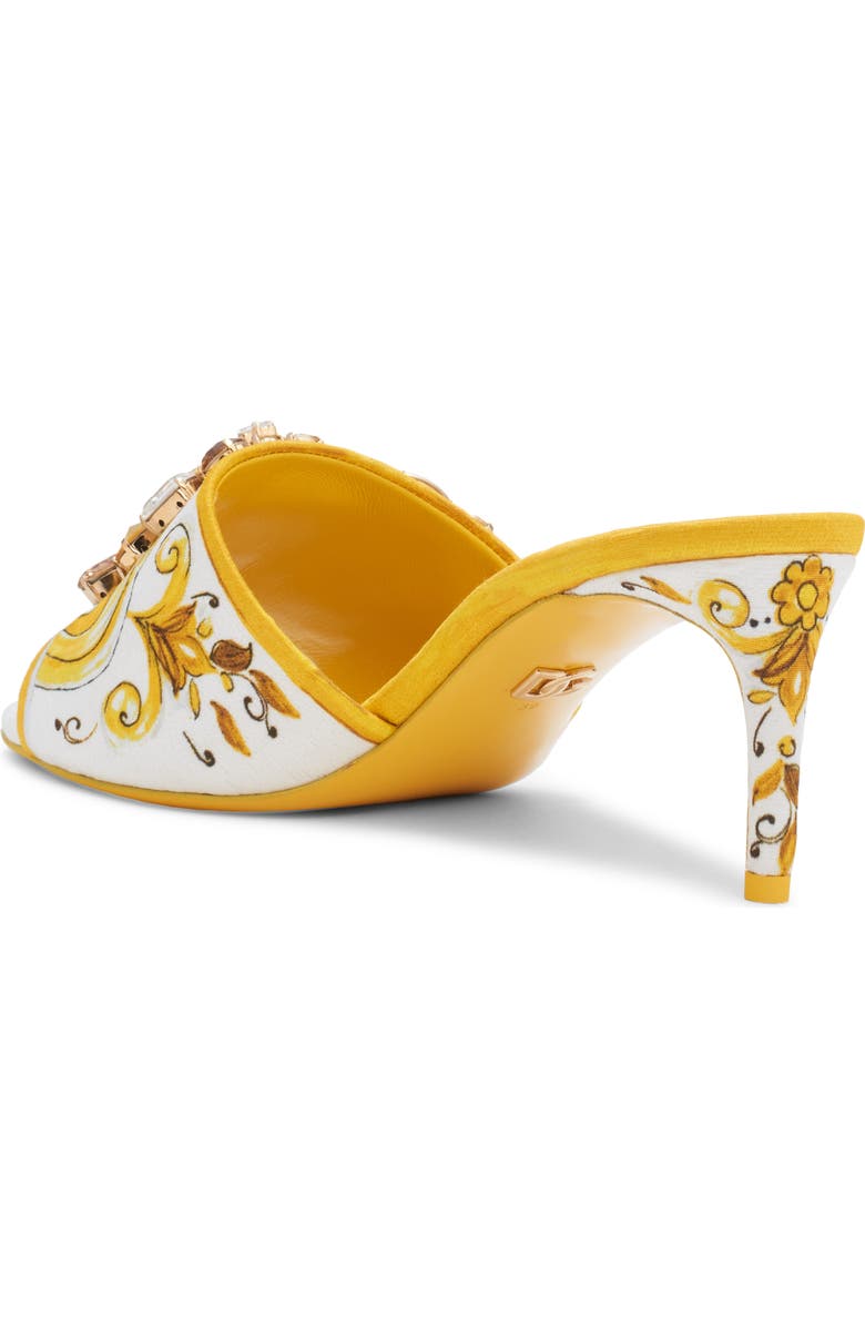Dolce&Gabbana Majolica Print Embellished Slide Sandal, Alternate, color, Azulejos Giallo